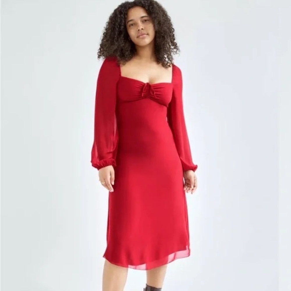 Aritzia Jacqueline red romantic chiffon dress NWT